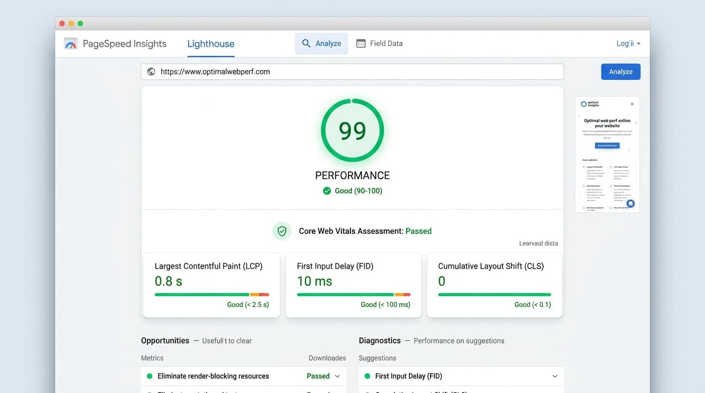 Audit PageSpeed Insights Skor 99 Flowdev Teams